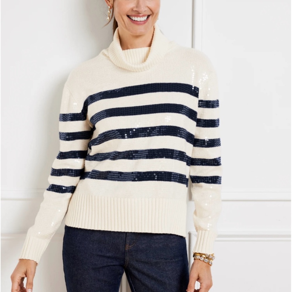 New! Talbots Striped Sequin Sweater